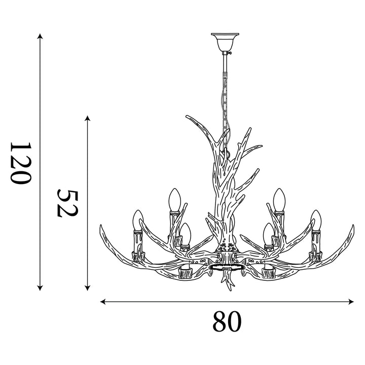 Searchlight 6416-6BR Stag 6 Light Antler Ceiling Fitting