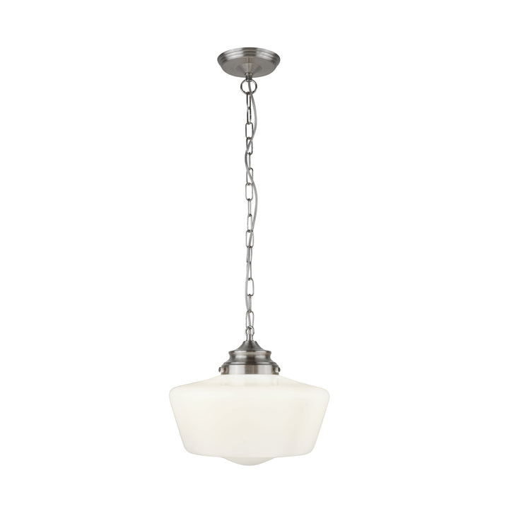 Searchlight 8071-1SS School House White Pendant With Opal Glass