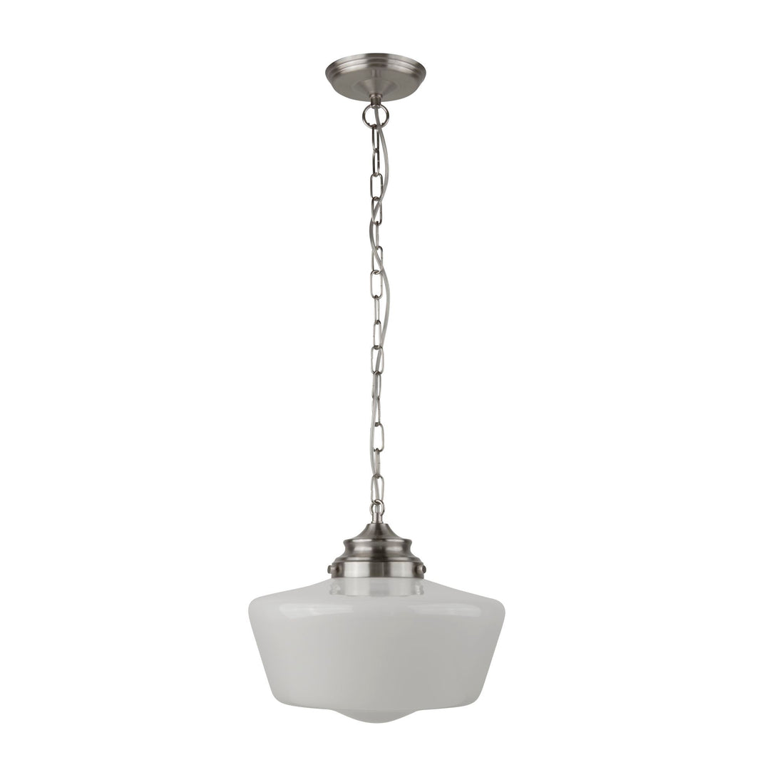Searchlight 8071-1SS School House White Pendant With Opal Glass
