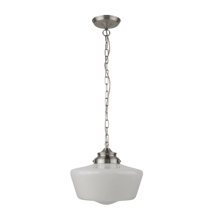 Searchlight 8071-1SS School House White Pendant With Opal Glass