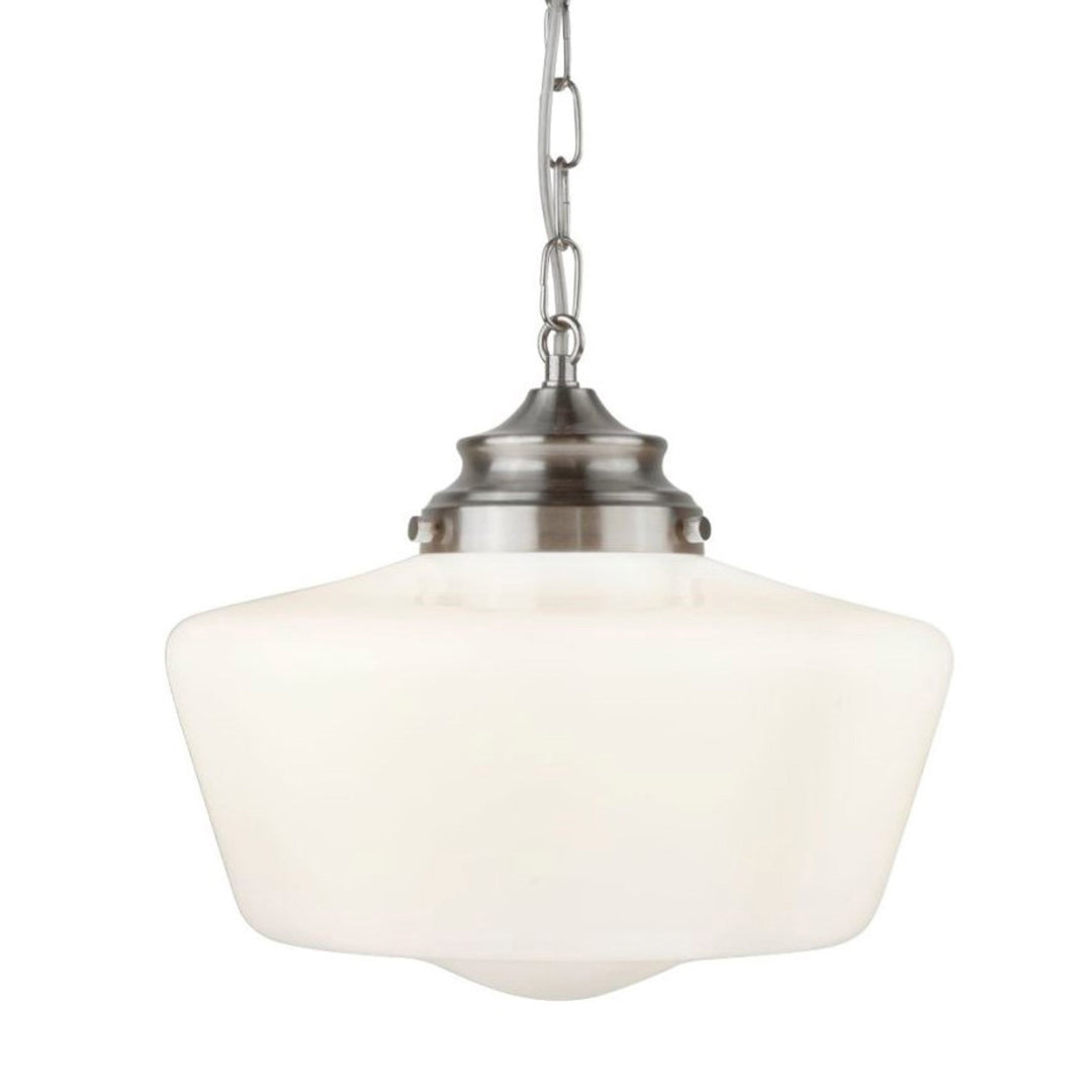 Searchlight 8071-1SS School House White Pendant With Opal Glass