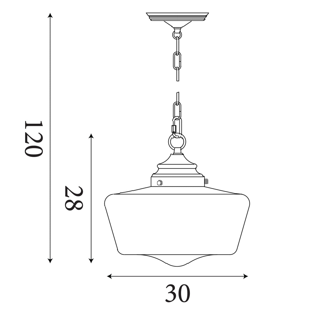 Searchlight 8071-1SS School House White Pendant With Opal Glass