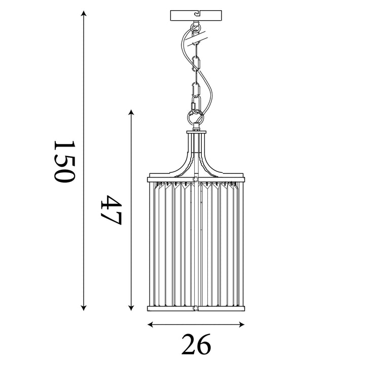 Searchlight 8092-2CC Victoria 2 Light Pendant Chrome With Crystal Glass