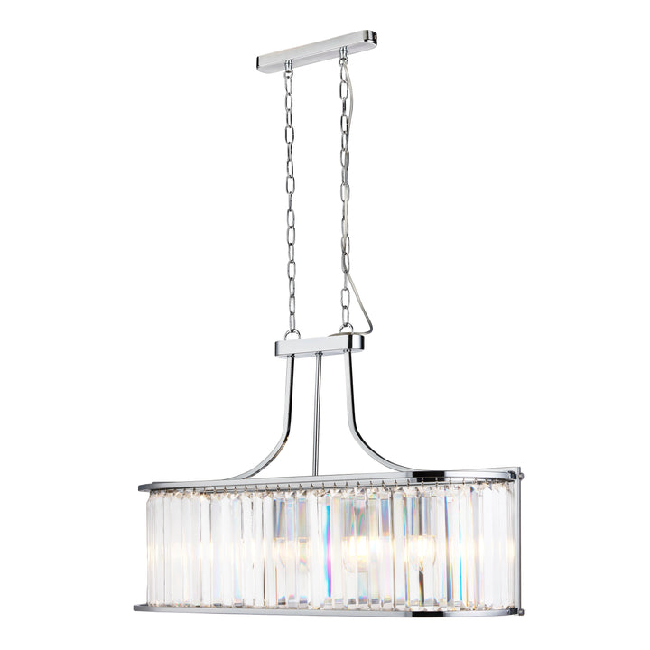 Searchlight 8095-5CC Victoria 5 Light Oval Pendant Chrome With Crystal Glass