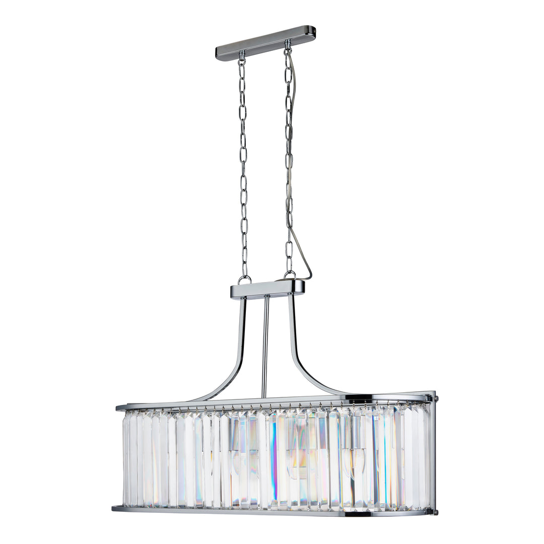 Searchlight 8095-5CC Victoria 5 Light Oval Pendant Chrome With Crystal Glass
