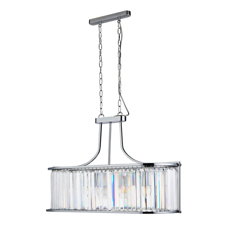 Searchlight 8095-5CC Victoria 5 Light Oval Pendant Chrome With Crystal Glass