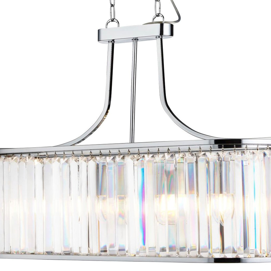 Searchlight 8095-5CC Victoria 5 Light Oval Pendant Chrome With Crystal Glass