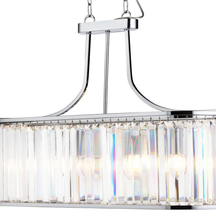 Searchlight 8095-5CC Victoria 5 Light Oval Pendant Chrome With Crystal Glass