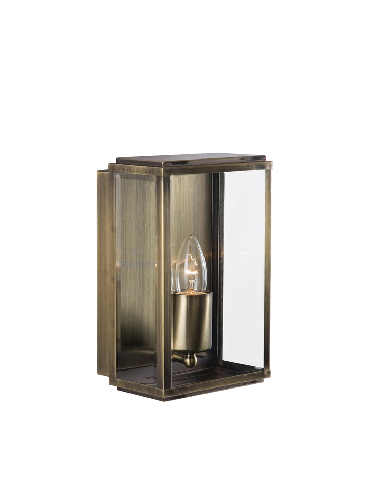 Searchlight 8204AB Box Outdoor Wall &amp; Porch Light - 1 Light Antique Brass Rectangle Box
