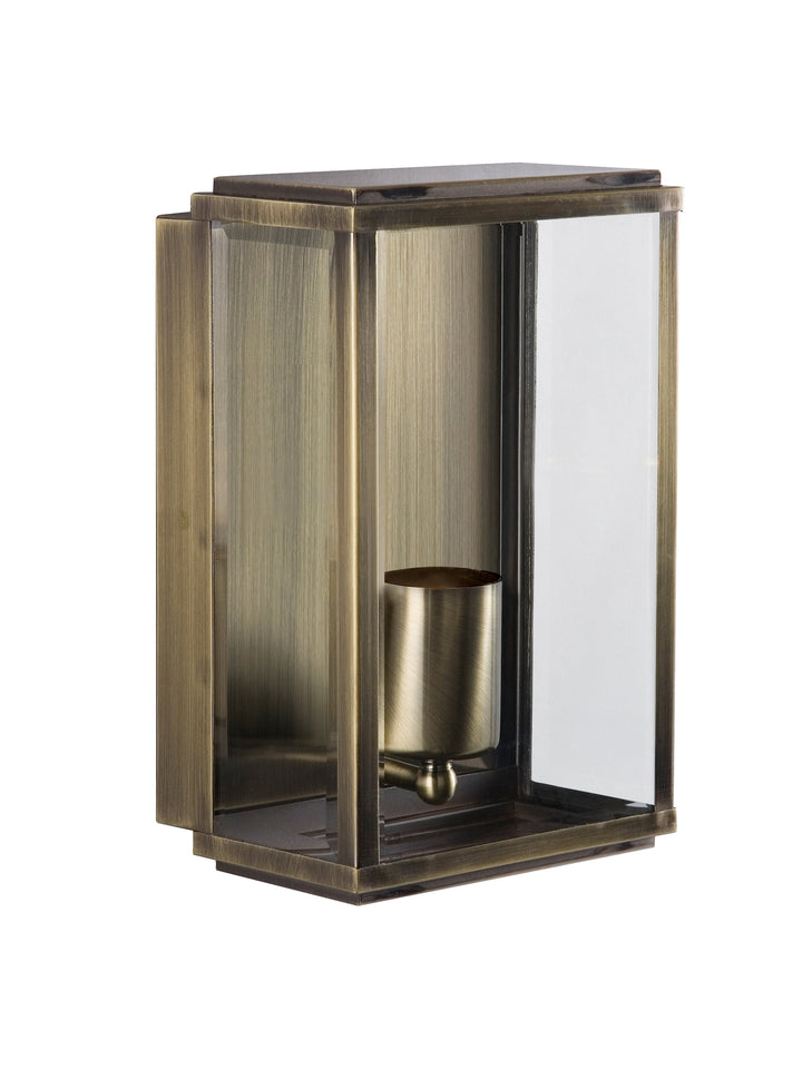 Searchlight 8204AB Box Outdoor Wall &amp; Porch Light - 1 Light Antique Brass Rectangle Box