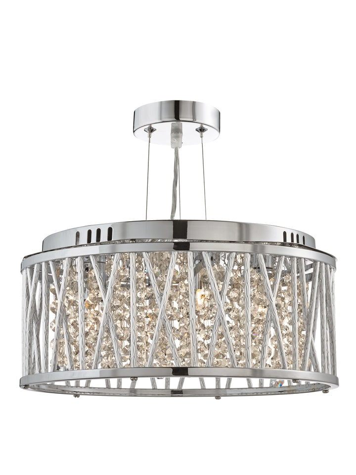 Searchlight 8333-3CC Elise 3 Light Ceiling Flush/pendant Chrome Clear Crystal Button Drops Aluminium Tubes Trim