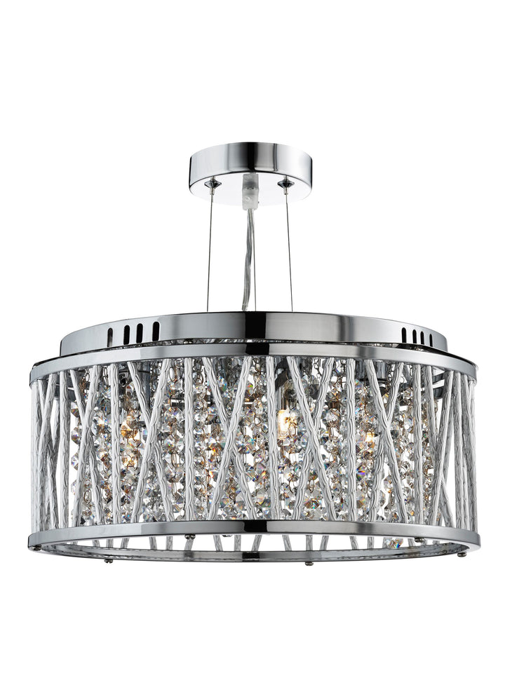 Searchlight 8333-3CC Elise 3 Light Ceiling Flush/pendant Chrome Clear Crystal Button Drops Aluminium Tubes Trim