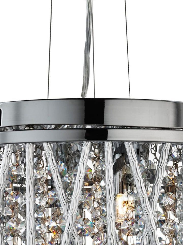 Searchlight 8333-3CC Elise 3 Light Ceiling Flush/pendant Chrome Clear Crystal Button Drops Aluminium Tubes Trim