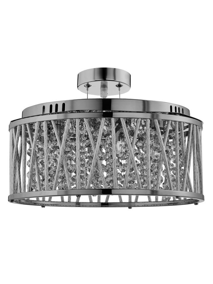 Searchlight 8335-5CC Elise 5 Light Ceiling Flush/pendant Chrome Clear Crystal Button Drops Aluminium Tubes Trim