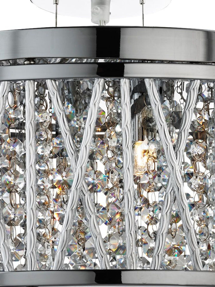Searchlight 8335-5CC Elise 5 Light Ceiling Flush/pendant Chrome Clear Crystal Button Drops Aluminium Tubes Trim