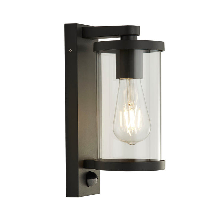 Searchlight 8631BK 1 Light Outdoor Wall/porch Light With PIR Black With Clear Glass