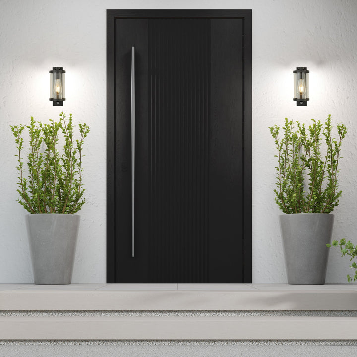 Searchlight 8631BK 1 Light Outdoor Wall/porch Light With PIR Black With Clear Glass