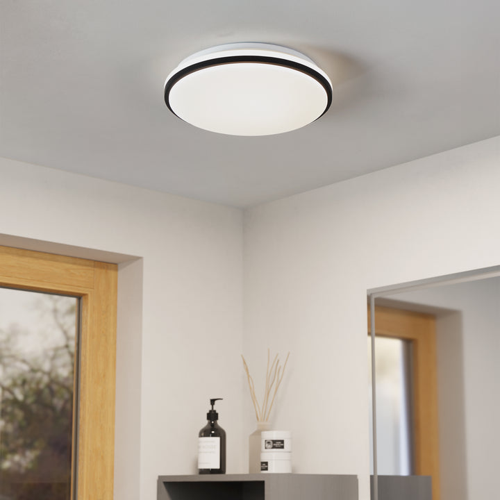 Eglo 901529 Margidore Steel White & Black LED CCT IP54 Wall & Ceiling Light