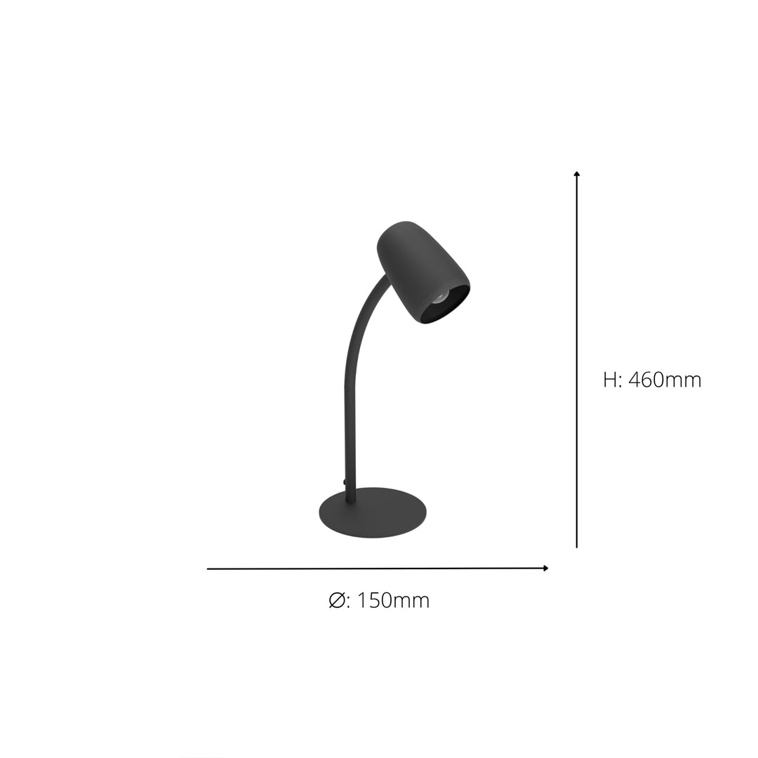Eglo 901828 Carlo Modern Steel Flexible Desk Lamp Black