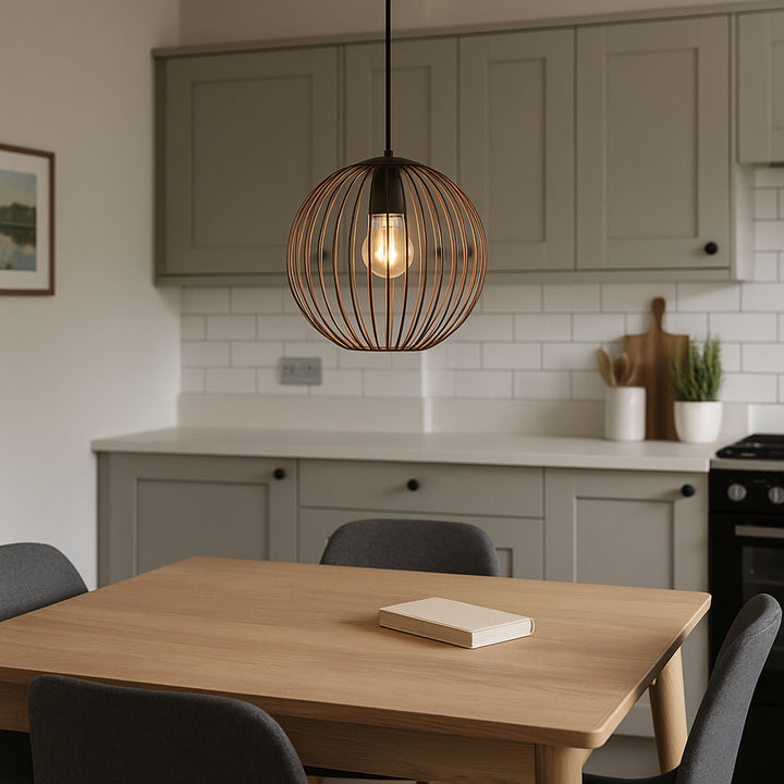 Eglo 901868 Almanzora Black & Copper Wire Modern Steel Pendant
