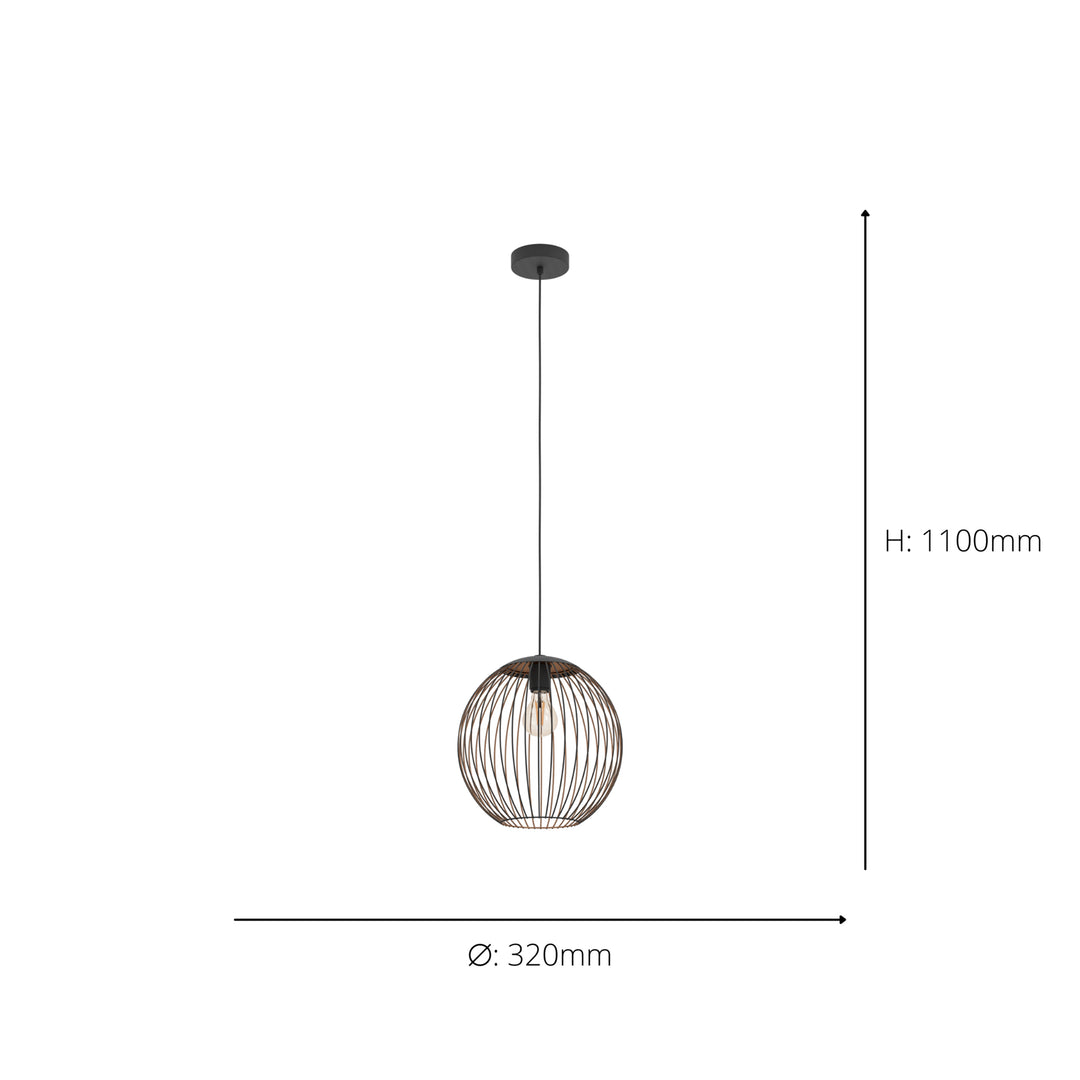 Eglo 901868 Almanzora Black & Copper Wire Modern Steel Pendant