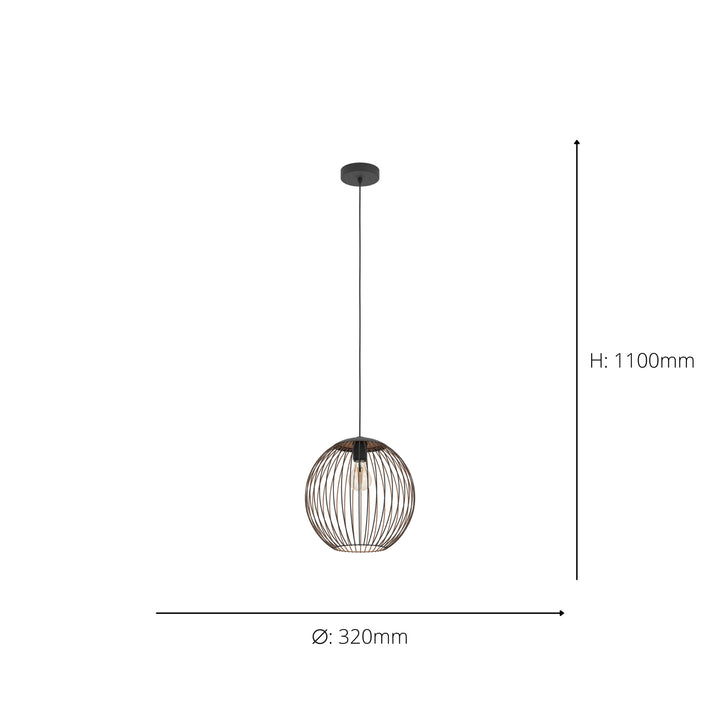 Eglo 901868 Almanzora Black & Copper Wire Modern Steel Pendant