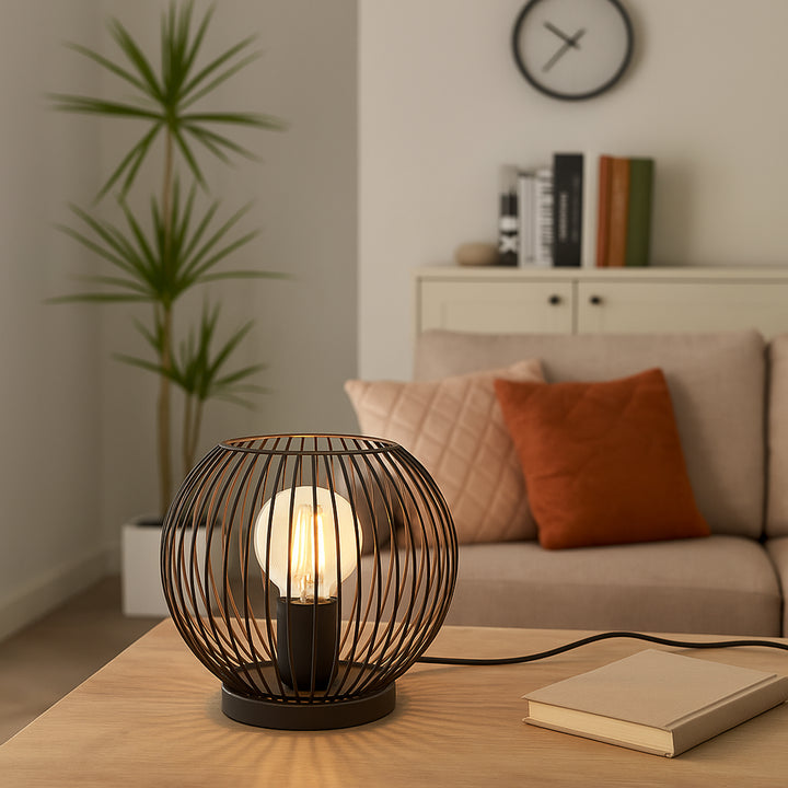 Eglo 901872 Almanzora Black & Copper Wire Modern Steel Table Lamp