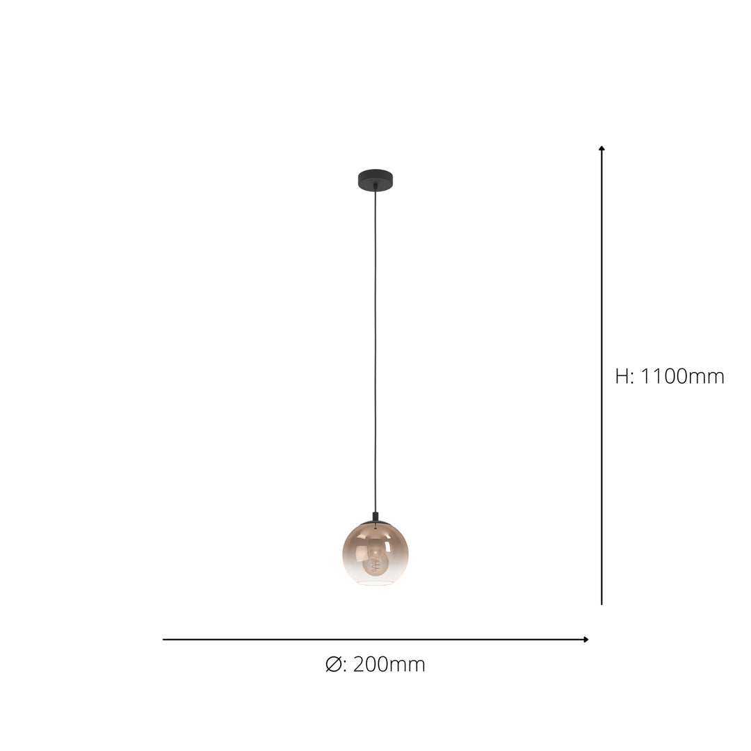 Eglo 901923 Ariscani 1 Copper Ombre Effect Glass Single Pendant