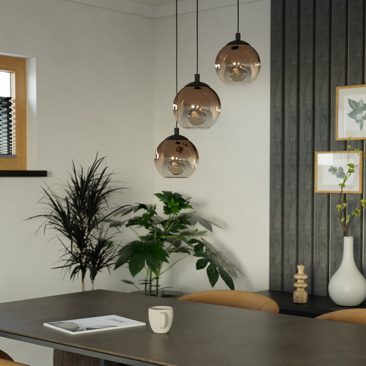 Eglo 901925 Ariscani 1 Copper Ombre Effect Glass 3 Light Pendant