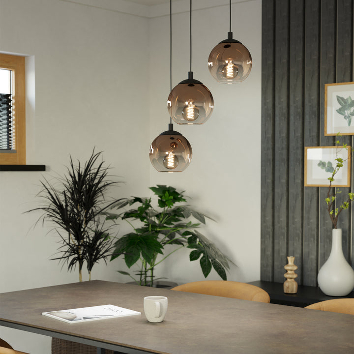 Eglo 901925 Ariscani 1 Copper Ombre Effect Glass 3 Light Pendant