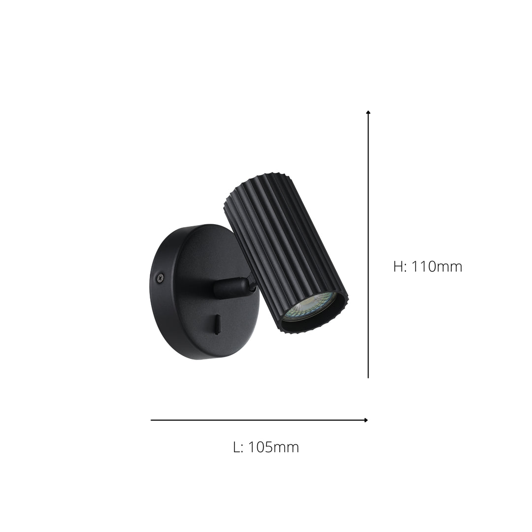 Eglo 902031 Portillo Aluminium & Steel Modern Wall Spotlight Black