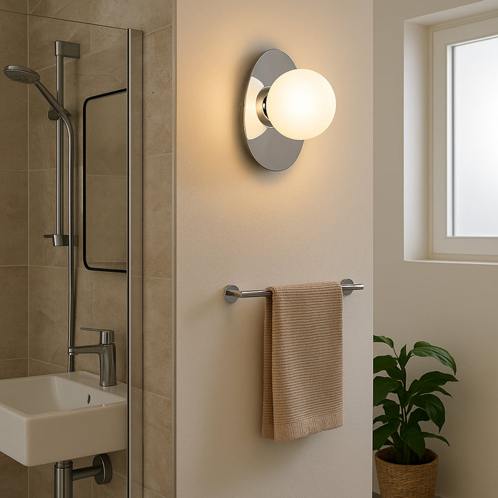 Eglo 902095 Castrovido Matte Glass & Steel Modern Bathroom Wall Light Chrome