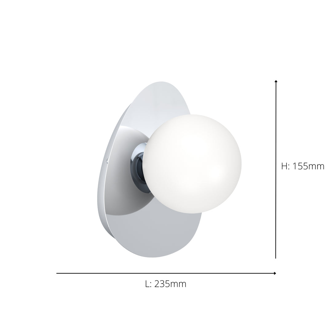 Eglo 902095 Castrovido Matte Glass & Steel Modern Bathroom Wall Light Chrome