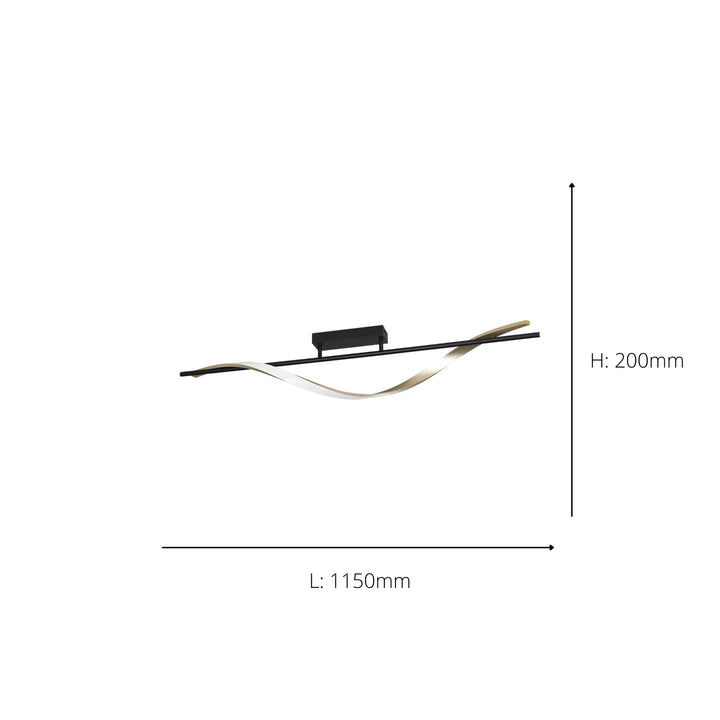 Eglo 902134 Conaprato Black & Brushed Brass Modern Ceiling Light