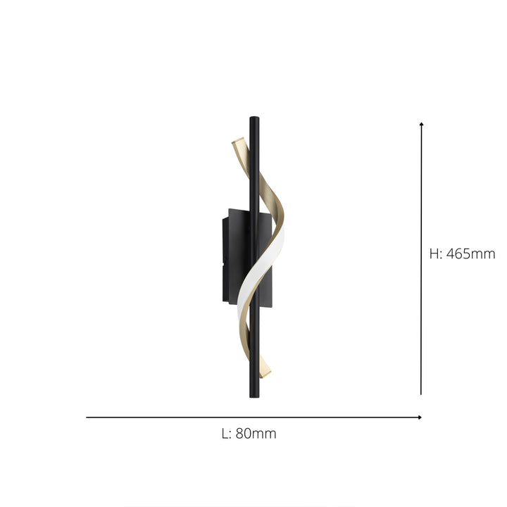 Eglo 902136 Conaprato Black & Brushed Brass Modern Wall Light