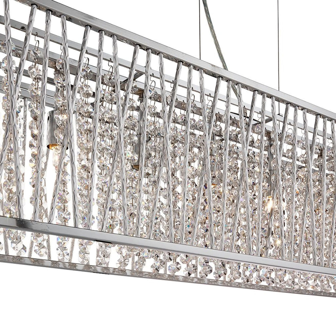 Searchlight 9448-8CC Elise 8 Light Oval Ceiling Aluminium Tubes Trim Chrome Clear Crystal Drops