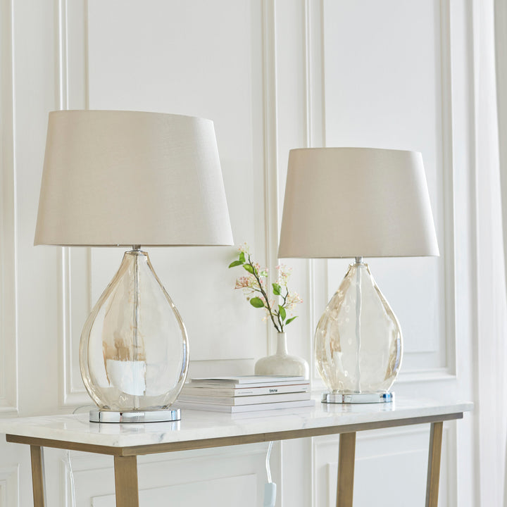 99964 Kew - Twin Pack Table Lamp Gold Grey