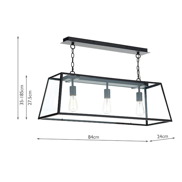 Dar ACA0322 Academy Light Pendant Black