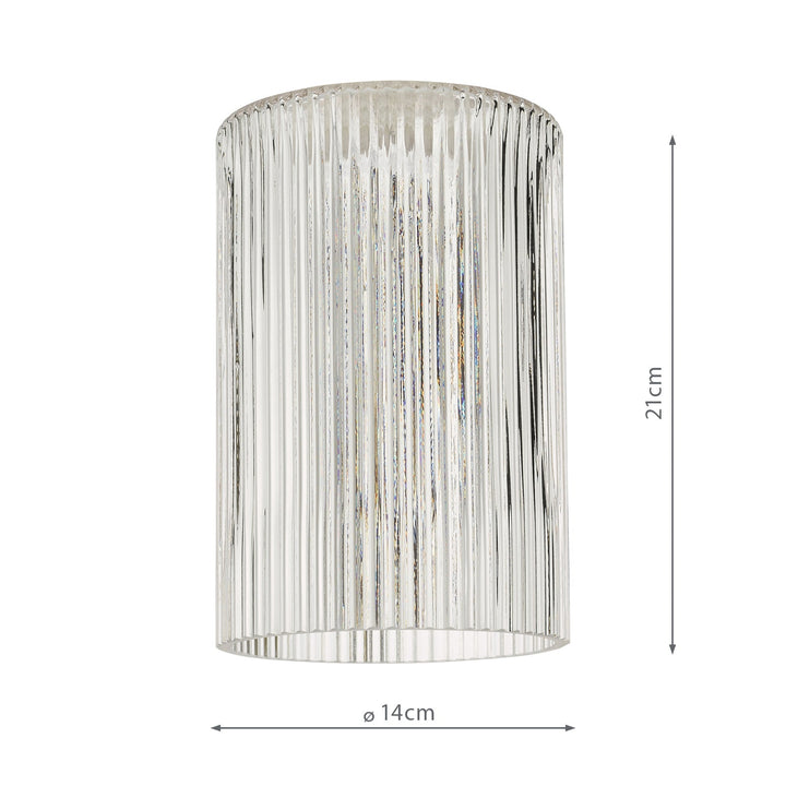 Dar ACC869 Easy Fit Cylinder Ribbed Glass Shade