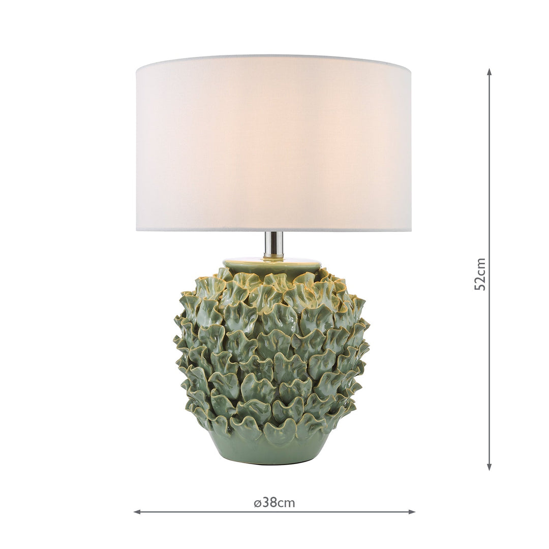 Dar AIL4224-PYR142 Ailsa Table Lamp Green Ceramic With Shade
