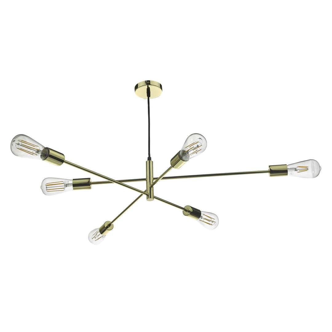 Dar ALA0635 Alana 6 Light Armed Pendant Polished Gold