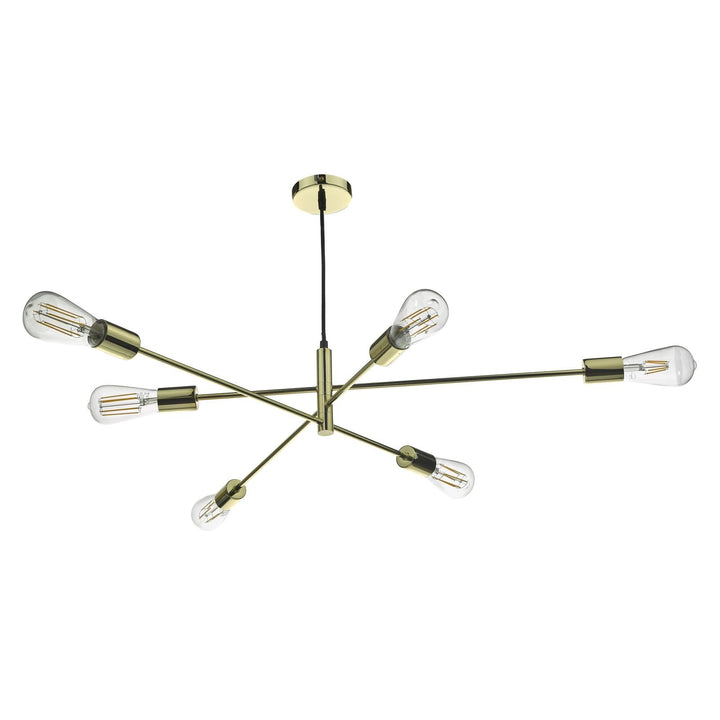 Dar ALA0635 Alana 6 Light Armed Pendant Polished Gold