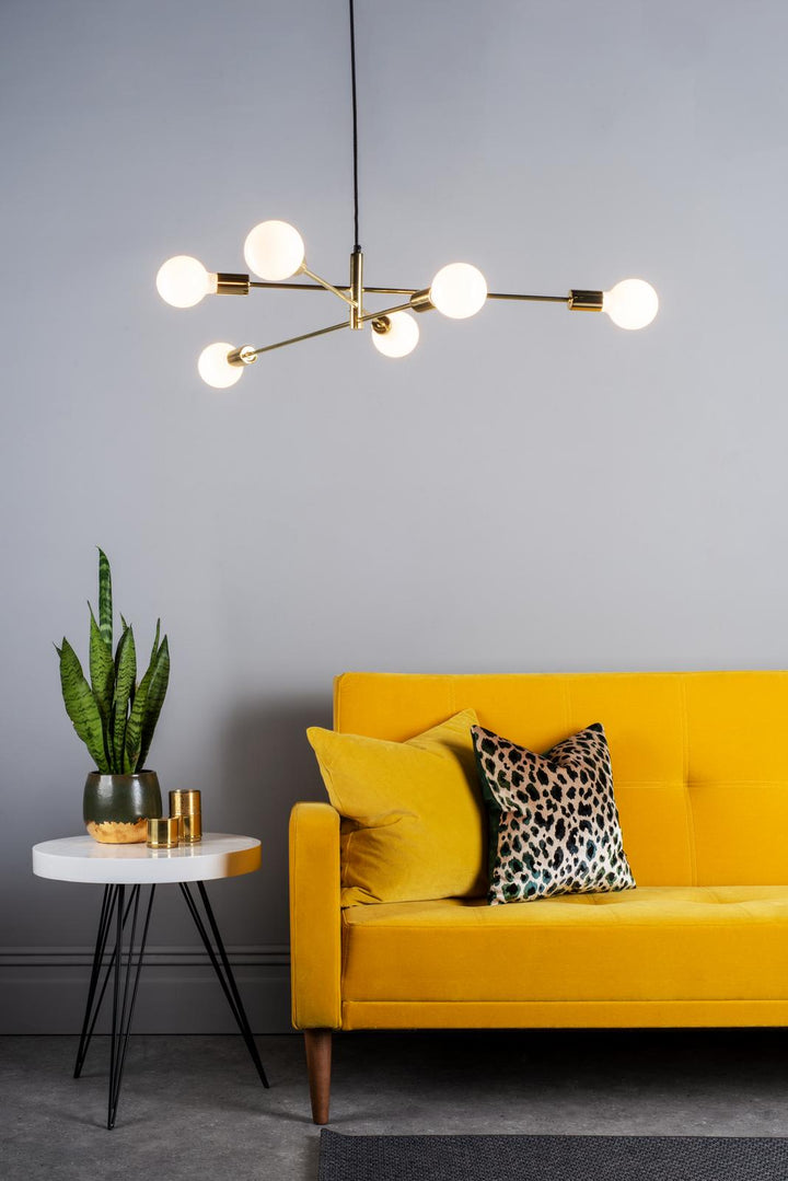 Dar ALA0635 Alana 6 Light Armed Pendant Polished Gold