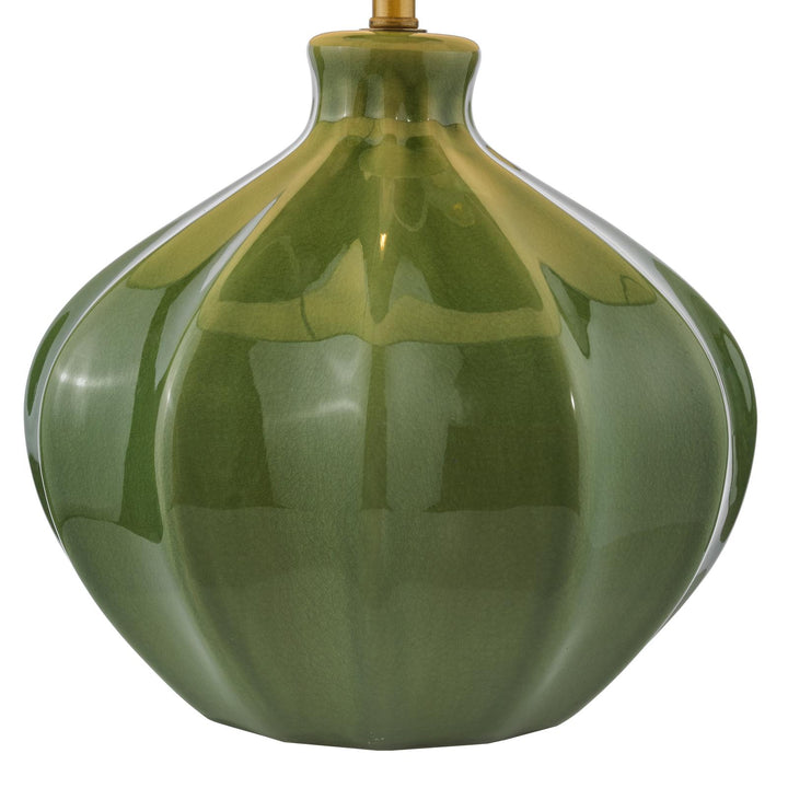 Dar AMR4224-PYR142 Amrita Table Lamp Green Ceramic and Antique Brass With Shade