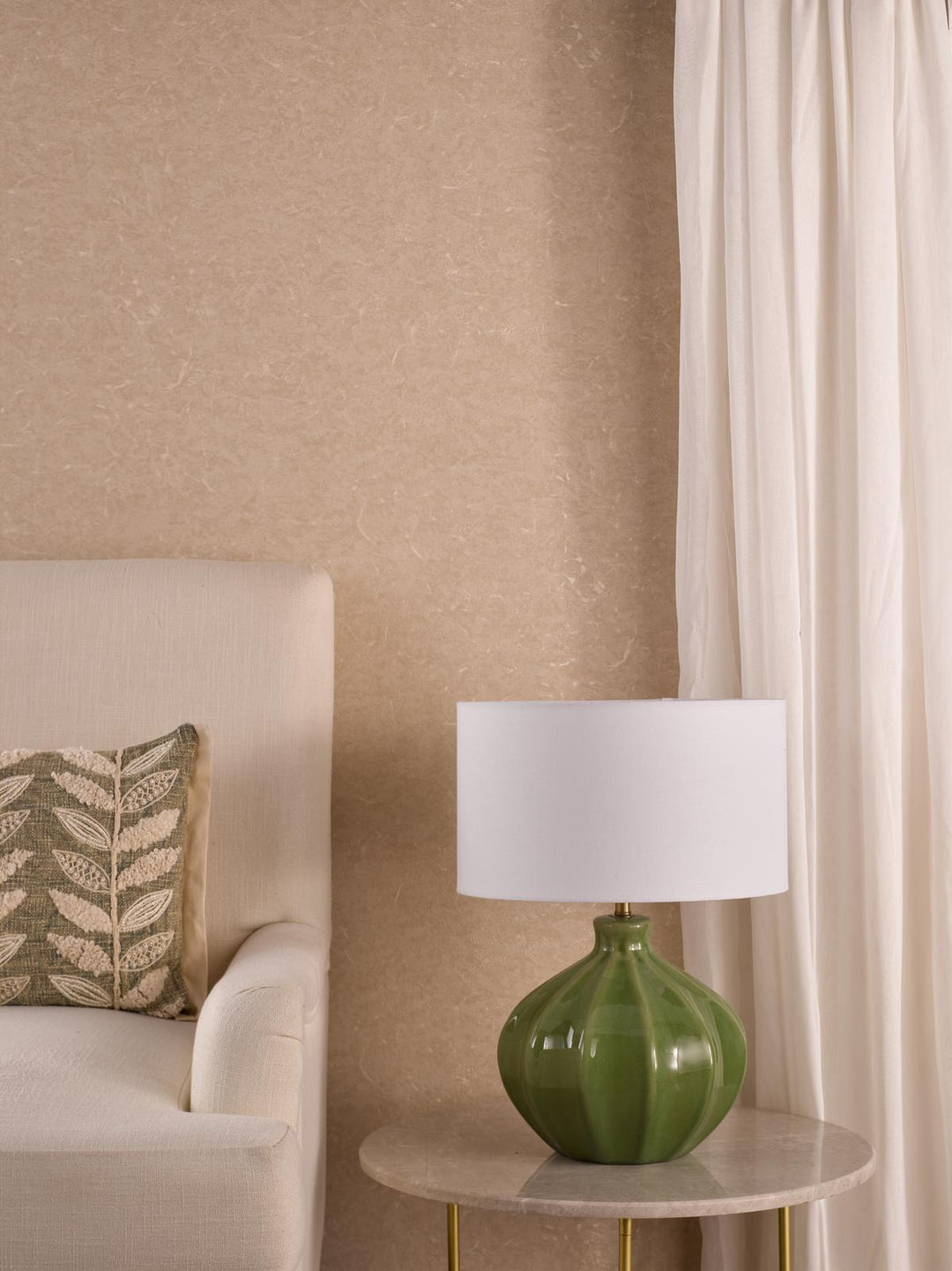 Dar AMR4224-PYR142 Amrita Table Lamp Green Ceramic and Antique Brass With Shade