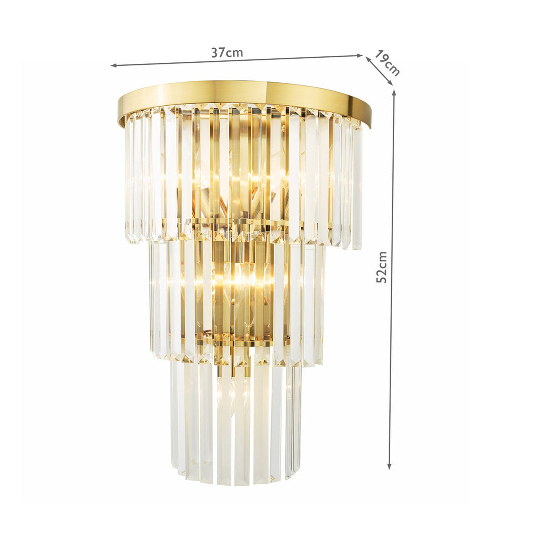 Dar ANG3035 Angel 6 Light Wall Light Crystal and Antique Gold