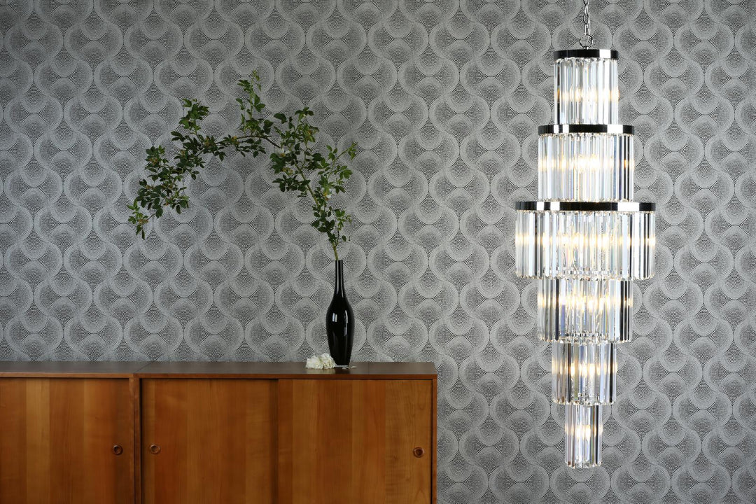 Dar ANG3308 Angel 28 Light Chandelier Crystal and Polished Chrome