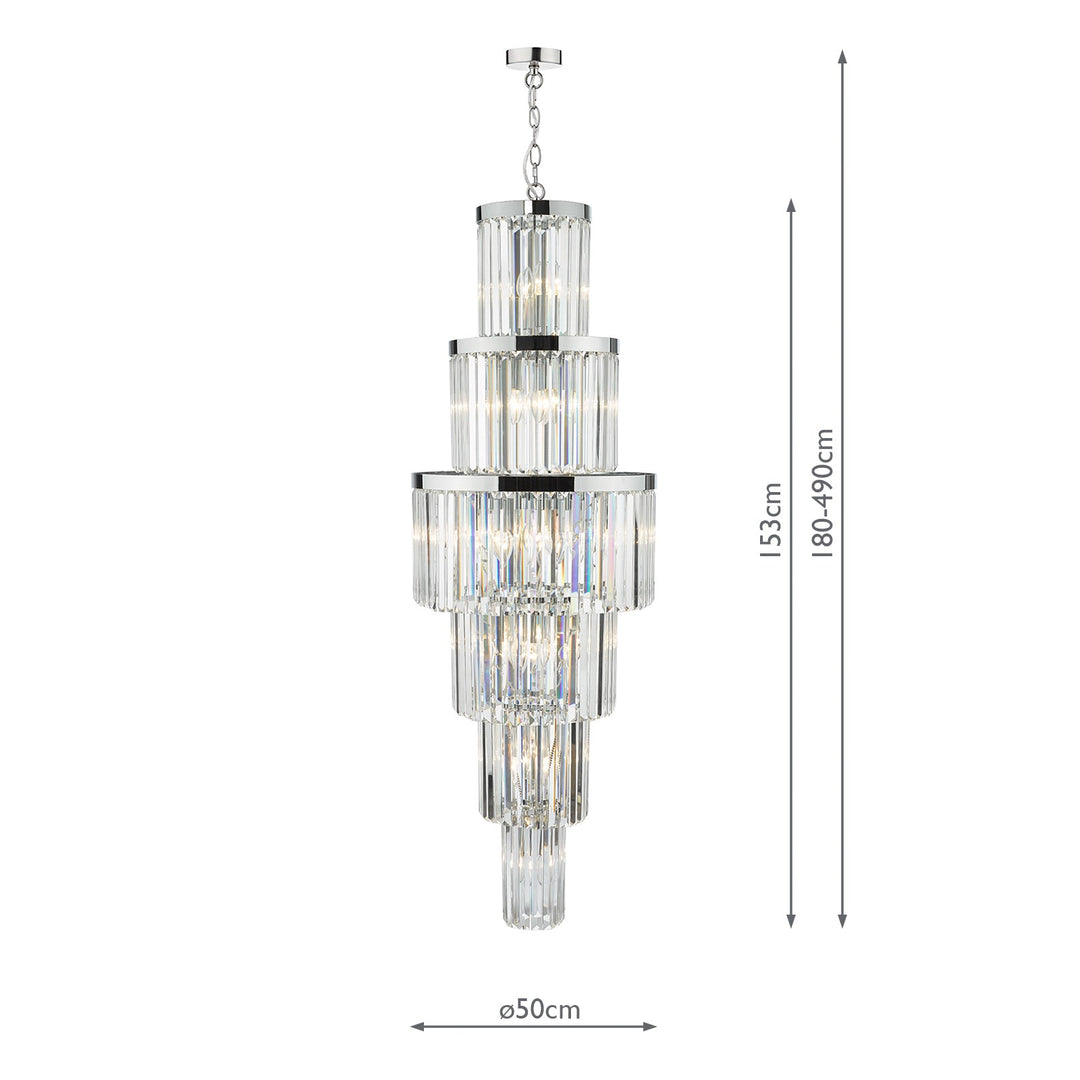 Dar ANG3308 Angel 28 Light Chandelier Crystal and Polished Chrome