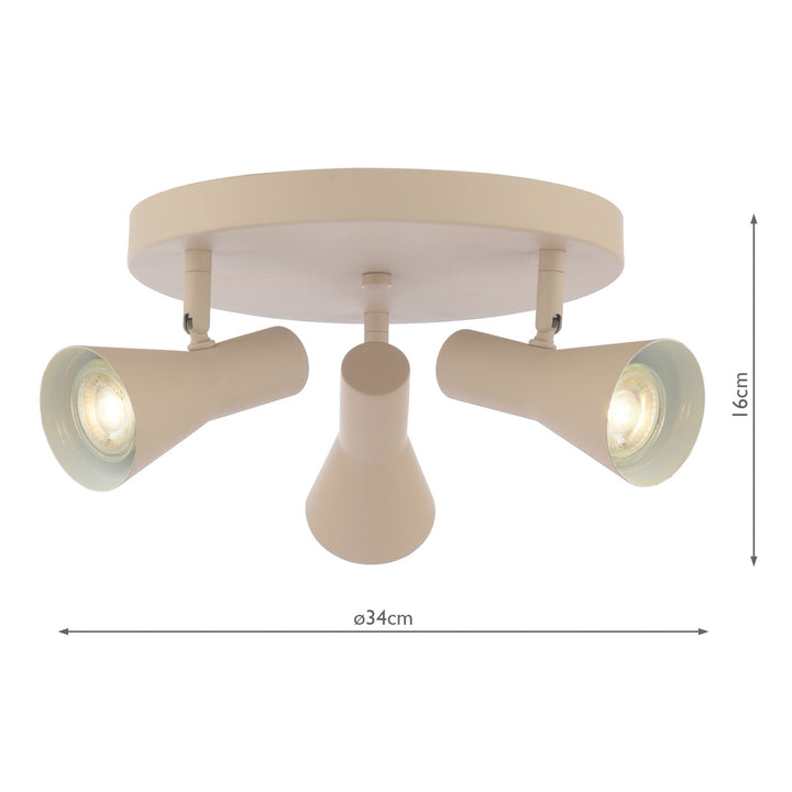 Dar ARN7629 Arnel 3 Light Plate Spotlight Satin Taupe