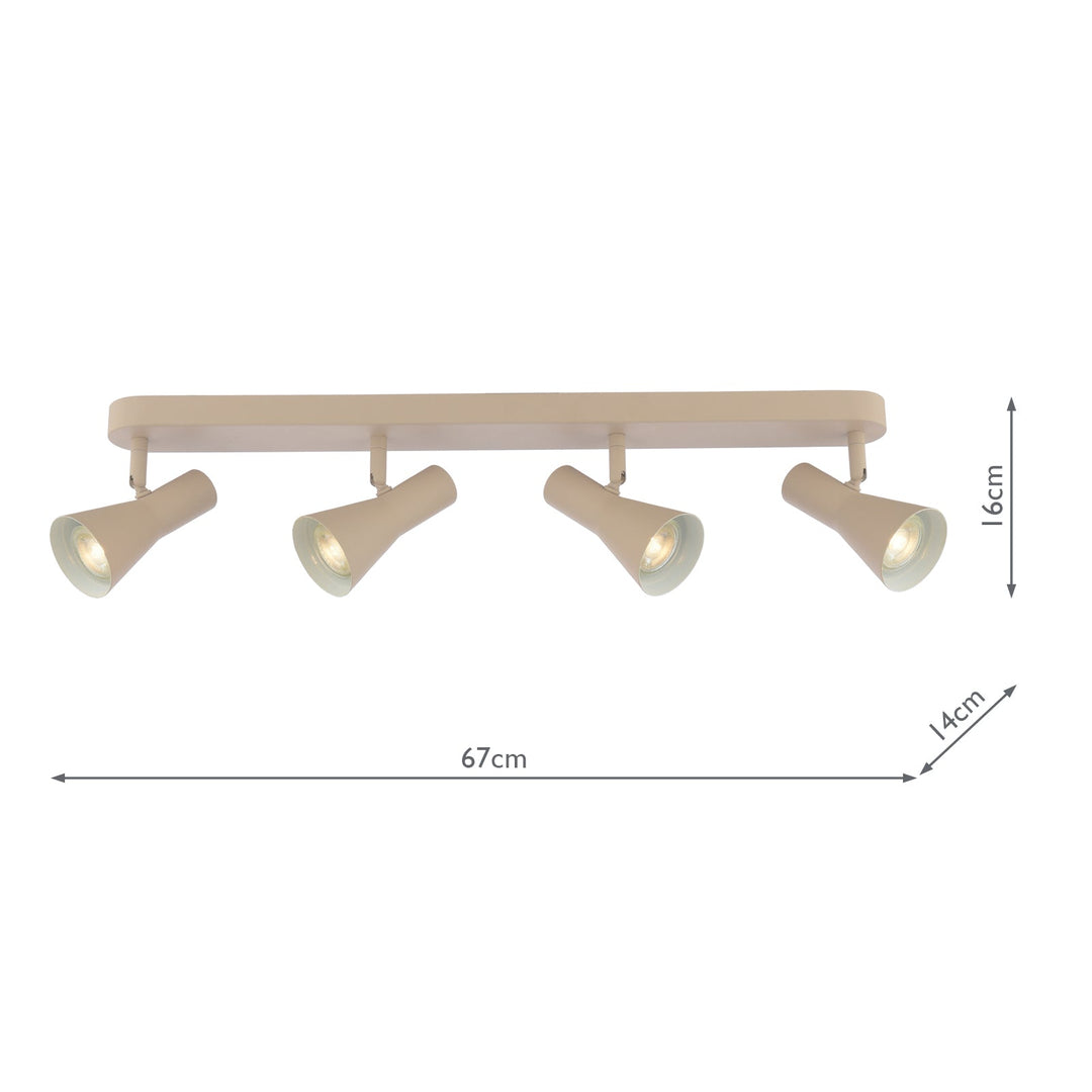 Dar ARN8429 Arnel 4 Light Bar Spotlight Satin Taupe